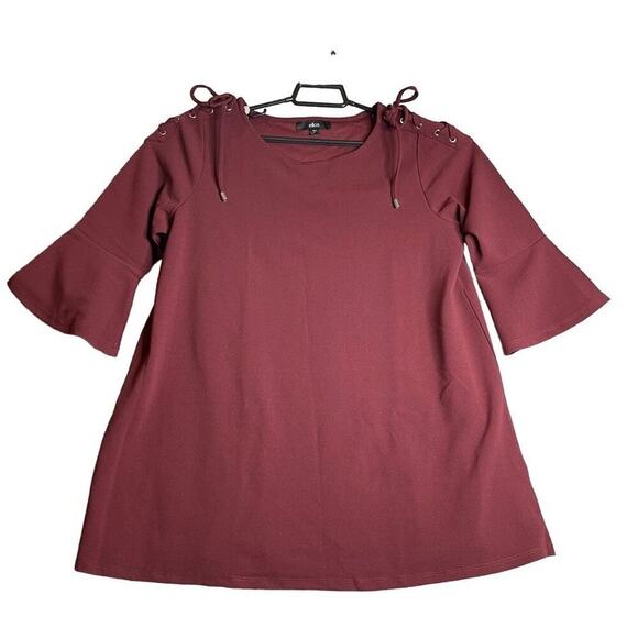 Ellos Women's 3/4 Sleeves Burgundy Top Blouse Size Small 10/12‎ - Picture 1 of 11